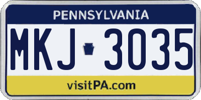 PA license plate MKJ3035