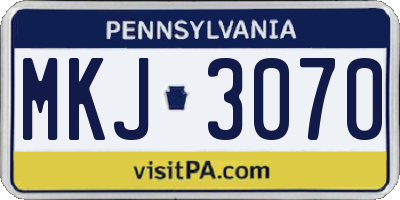 PA license plate MKJ3070