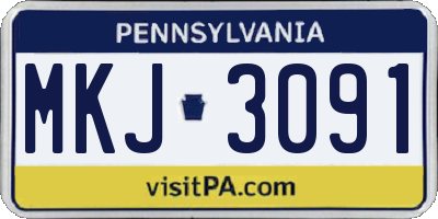 PA license plate MKJ3091