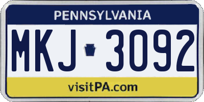 PA license plate MKJ3092