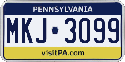 PA license plate MKJ3099