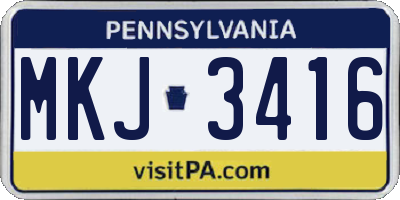 PA license plate MKJ3416