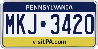 PA license plate MKJ3420