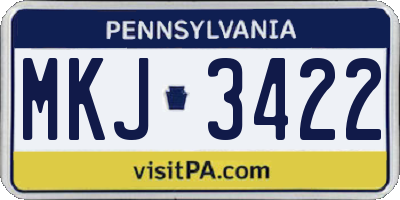 PA license plate MKJ3422