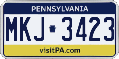 PA license plate MKJ3423