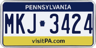 PA license plate MKJ3424