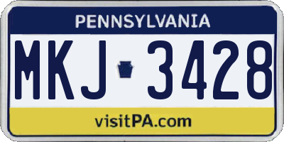 PA license plate MKJ3428