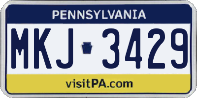 PA license plate MKJ3429