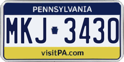PA license plate MKJ3430