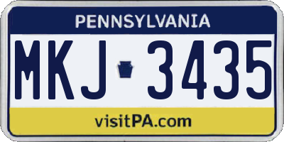 PA license plate MKJ3435