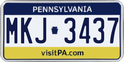 PA license plate MKJ3437