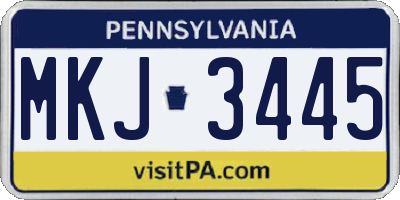 PA license plate MKJ3445