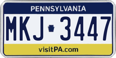 PA license plate MKJ3447