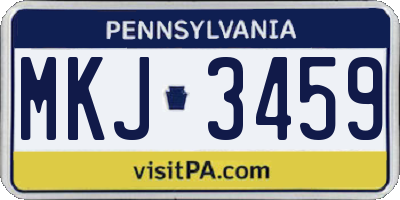 PA license plate MKJ3459
