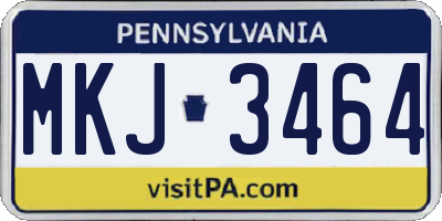 PA license plate MKJ3464