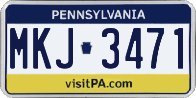 PA license plate MKJ3471