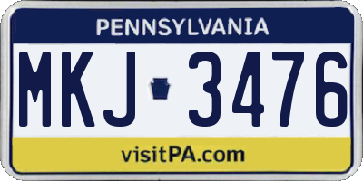 PA license plate MKJ3476