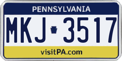 PA license plate MKJ3517
