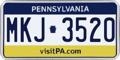 PA license plate MKJ3520