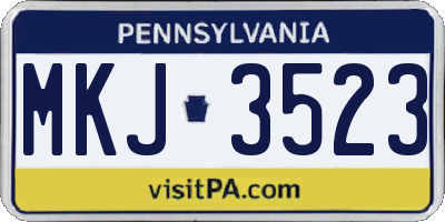 PA license plate MKJ3523