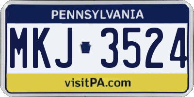 PA license plate MKJ3524