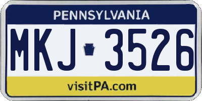 PA license plate MKJ3526