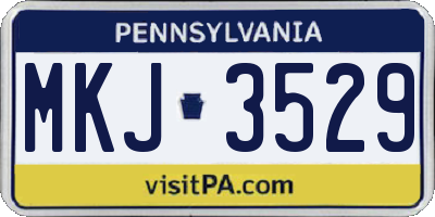 PA license plate MKJ3529