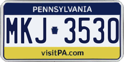 PA license plate MKJ3530