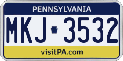 PA license plate MKJ3532