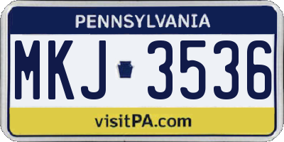 PA license plate MKJ3536