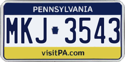 PA license plate MKJ3543