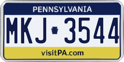PA license plate MKJ3544