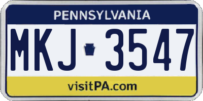 PA license plate MKJ3547