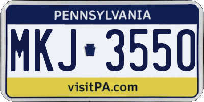 PA license plate MKJ3550