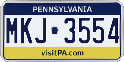 PA license plate MKJ3554