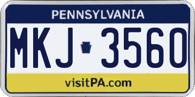PA license plate MKJ3560