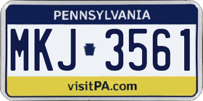 PA license plate MKJ3561