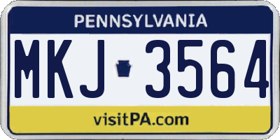 PA license plate MKJ3564