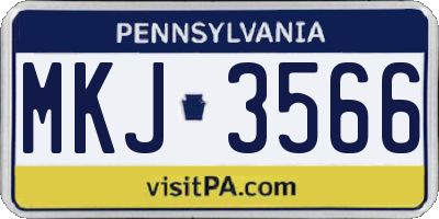 PA license plate MKJ3566