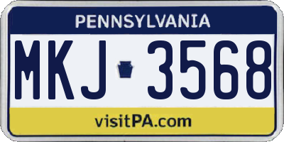PA license plate MKJ3568