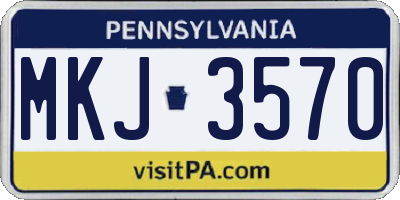 PA license plate MKJ3570
