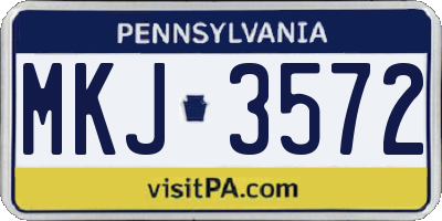 PA license plate MKJ3572