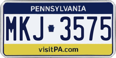 PA license plate MKJ3575