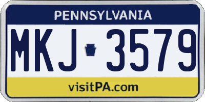 PA license plate MKJ3579