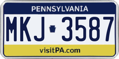 PA license plate MKJ3587