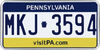 PA license plate MKJ3594