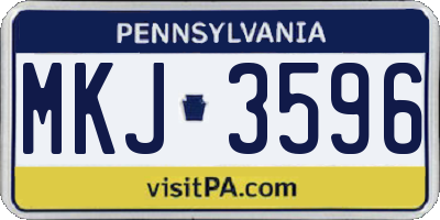 PA license plate MKJ3596