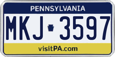 PA license plate MKJ3597