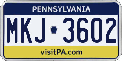 PA license plate MKJ3602