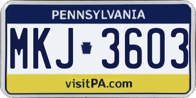 PA license plate MKJ3603